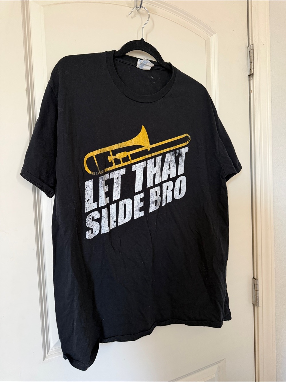 Port and Company Black Graphic Tee with Yellow Trombone